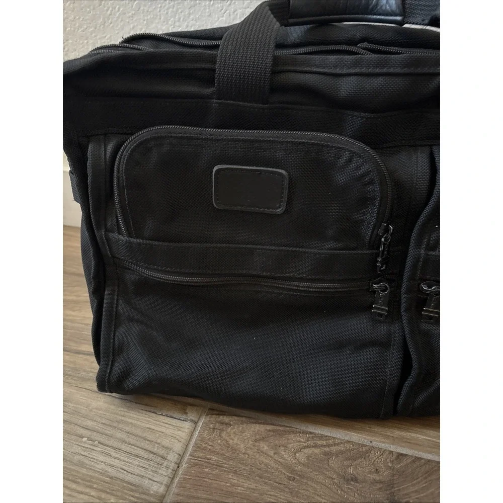 TUMI 2-Way Briefcase Black Nylon Leather Expandable Handbag 26141DH Mens